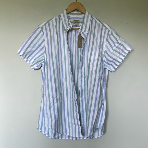 NWT J. Crew Men's Striped Short Sleeve Shirt - Picture 1 of 8